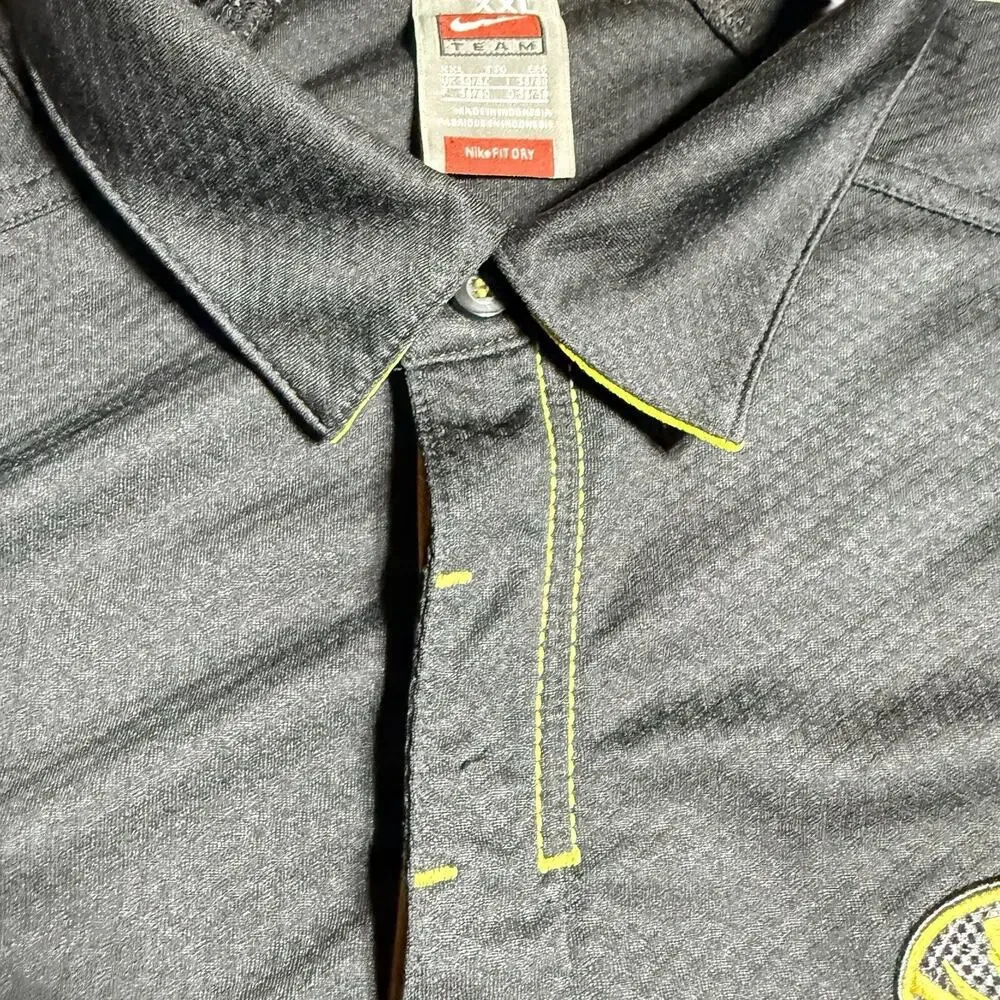 Vtg‎ Nike Team Mizzou Missouri Tigers Polo Shirt Mens 2XL FitDry Black Gold NCAA